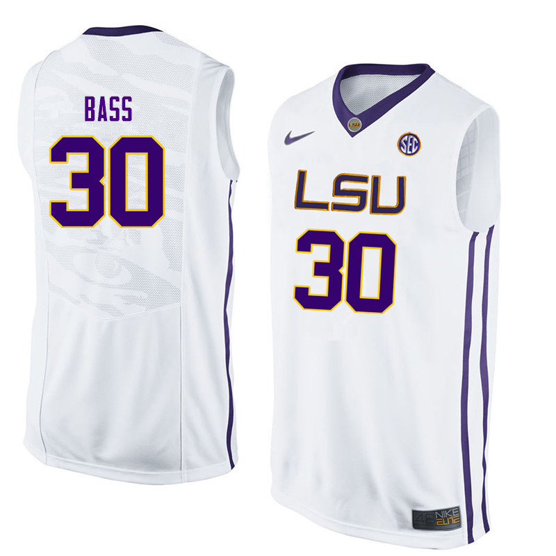 Men LSU Tigers #30 Brandon Bass College Basketball Jerseys-White